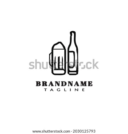 beer bottle and glasses logo icon design template modern vector illustration