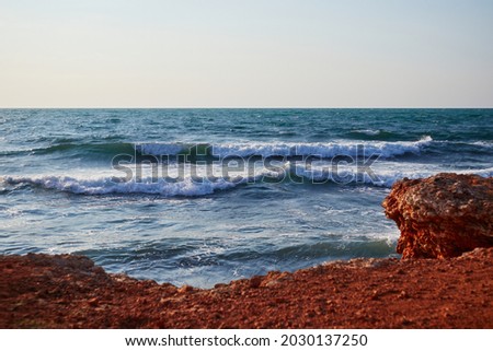 rocky coast of the black sea with waves