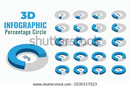 Isometric Infographic Percentage Circle Design, 3d Pie Chart, Isometric Percentage Circle.