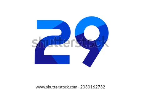 29 Number Modern Flat Blue Logo