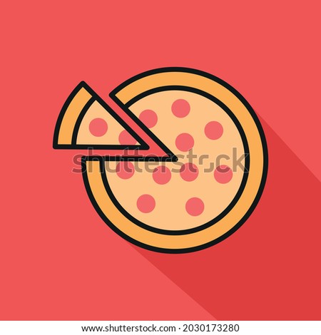 simple pizza vector design with red background