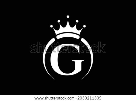 Initial G monogram alphabet with a crown. Royal, King, queen luxury symbol. Font emblem. Modern luxury brand element sign. Vector illustration.