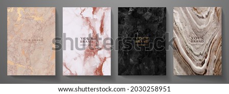 Elegant marble texture set. Vector background collection with black, brown, red line pattern for cover, invitation template, wedding card, menu design, note book