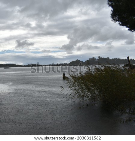 rain on water and islands in archipelago