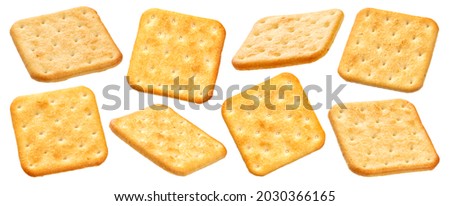 Crackers isolated on white background with clipping path Royalty-Free Stock Photo #2030366165