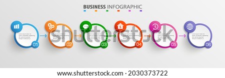 Business  infographic design template with 6 options or steps. Can be used for process diagram, presentations, workflow layout, banner, flow chart, info graph