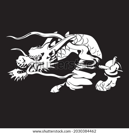 illustration of Japanese Dragon with ball