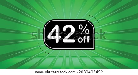 42% off - green and black banner - 
forty-two percent discount banner for big sales.