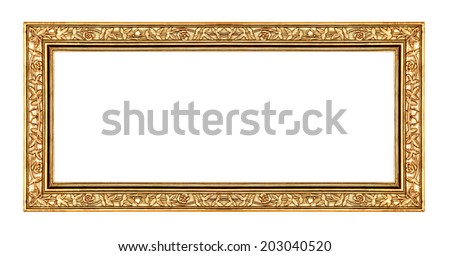 vintage gold frame isolated on white background, with clipping path