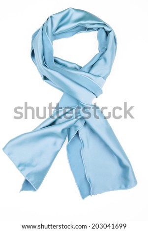 Blue silk scarf isolated on white background Royalty-Free Stock Photo #203041699