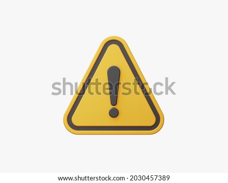 3D Realistic yellow triangle warning sign front view vector illustration. Royalty-Free Stock Photo #2030457389