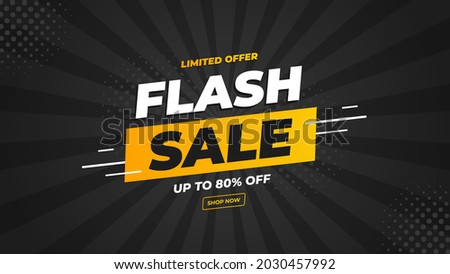 Flash Sale banner with black background and limited offer up to 80%