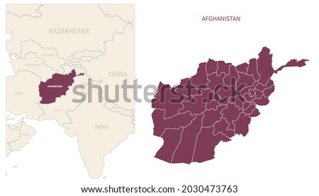 Afghanistan map. map of Afghanistan and neighboring countries. Royalty-Free Stock Photo #2030473763