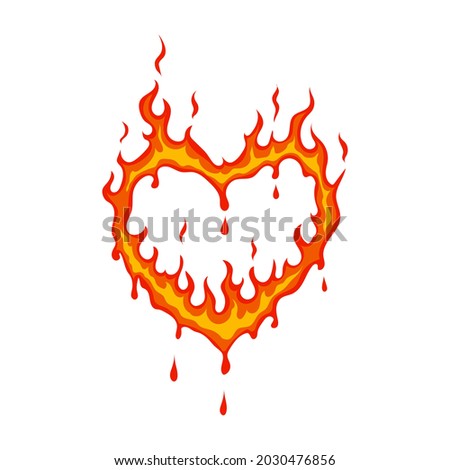 heart made of fire, vector illustration