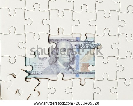 Bank notes with jigsaw puzzle. 