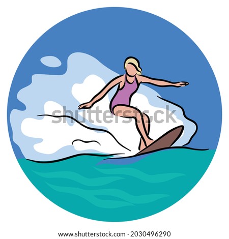 surfing girl Clip art vector isolated