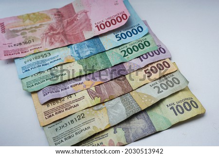 Indonesian currency, banknotes isolated on white background