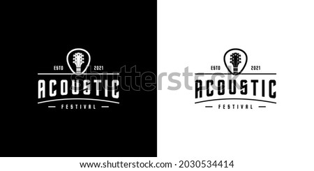 acoustic guitar logo design vector template