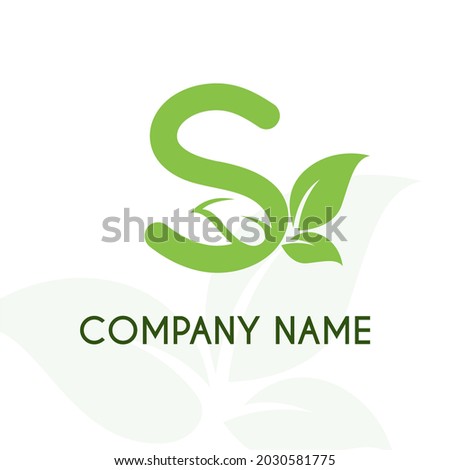 Initial Letter S with Leaves for Green Nature, Environment, Eco Friendly, Agriculture, Gardening, Lawn Service Company Logo Design Concept