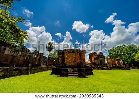 Prasat Wat Sa Kamphaeng Yai, Old Thai historical castle, Sisaket Province, Thailand.