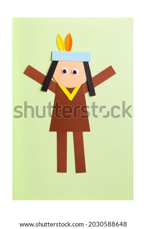 paper craft for kids. DIY indian native american made for thanksgiving day. create art for children
