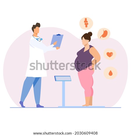A doctor explain about health and how to loose weight, Obese patient, choose good food for health, fat control instruction, diabetes patient, control calories  Royalty-Free Stock Photo #2030609408