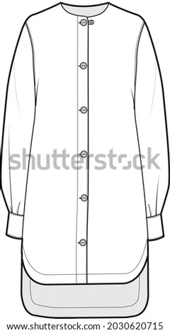 longline shirt flat sketch vector illustration  Royalty-Free Stock Photo #2030620715