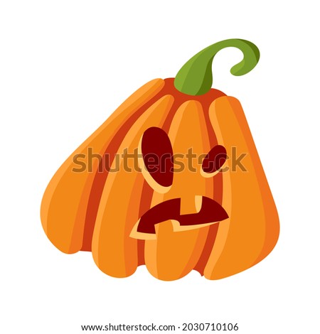 Halloween Pumpkin face, colorful cartoon Jack o Lantern character, funny illustration isolated on white. Vector