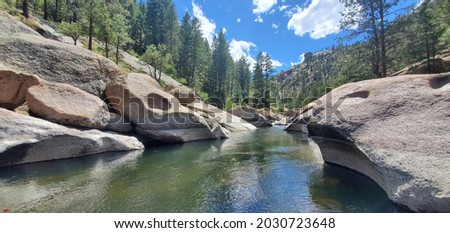 Mountain River with Blue Sky