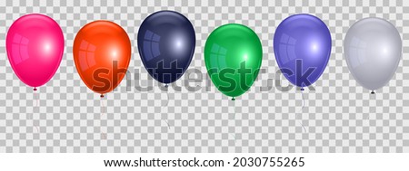 Color balloons set isolated on transparent background. Vector illustration.