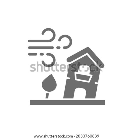 Power wind, windstorm, catastrophe, natural disaster grey icon. Royalty-Free Stock Photo #2030760839
