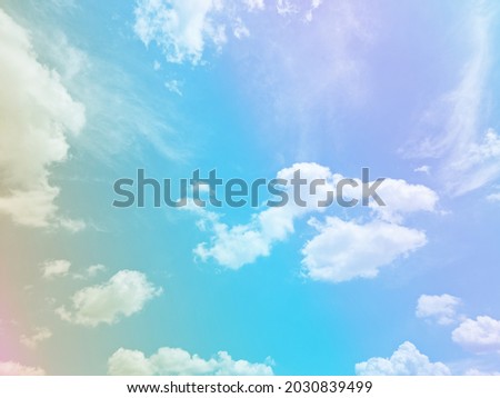 beauty sweet pastel yellow blue  colorful with fluffy clouds on sky. multi color rainbow image. abstract fantasy growing light
