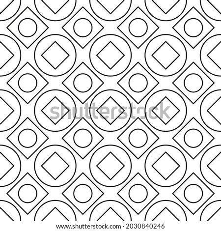 Circles inside rhombs and opposite. Vector seamless geometrical pattern. Minimal and simple shapes.