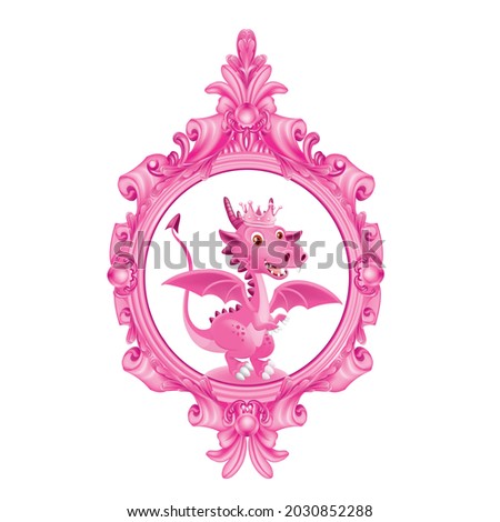 Cute pink dinosaur design in an elegant pattern frame.illustration vector