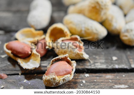 Peanut on Wooden Table background 