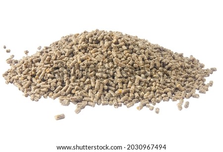 Slide granulated chicken feed isolated on white background Royalty-Free Stock Photo #2030967494