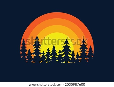 Background vector sunset silhoutte tree scenery