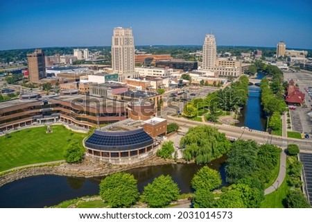 Aerial View of Battle Creek, Michigan during Summer Royalty-Free Stock Photo #2031014573