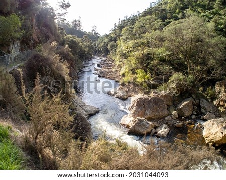 View of Waitawheta River Pipeline Walk in Karangahake Gorge, New Zealand