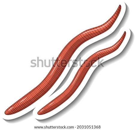 A sticker template with Earthworms isolated illustration