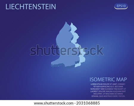 Isometric map of Liechtenstein. Vector modern on blue background. Isolated 3D isometric concept for infographic. Vector illustration. EPS 10.