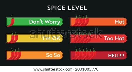 Spicy food level. Chili pepper strength scale. Food infographic.