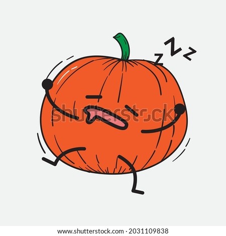 Cute Pumpkin Character Vector Illustration on isolated background