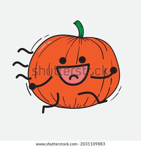Cute Pumpkin Character Vector Illustration on isolated background