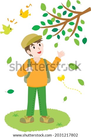 Illustration of a man doing hiking
