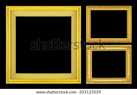 The antique gold frame on the black backgroundd