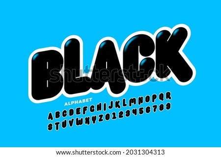 Modern black font, alphabet letters and numbers vector illustration Royalty-Free Stock Photo #2031304313