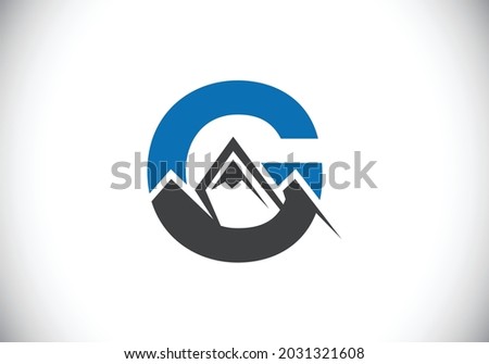 Initial G monogram alphabet with the mountain peak. Mountain Logo sign symbol. Font emblem. Modern vector logo for the business, and company identity