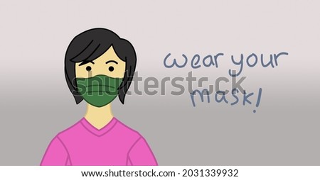 Pandemics covid-19 illustration women wearing a mask