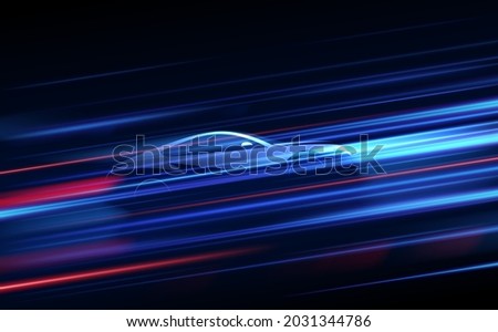 light motion background with car silhouette Royalty-Free Stock Photo #2031344786